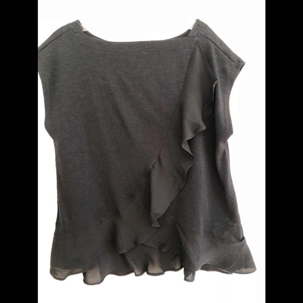 Banana Republic Black  knit top with ruffles